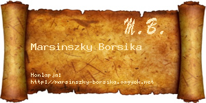 Marsinszky Borsika névjegykártya